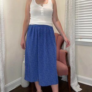 Vintage 1980's Blue and White Midi Skirt  By Joan Leslie